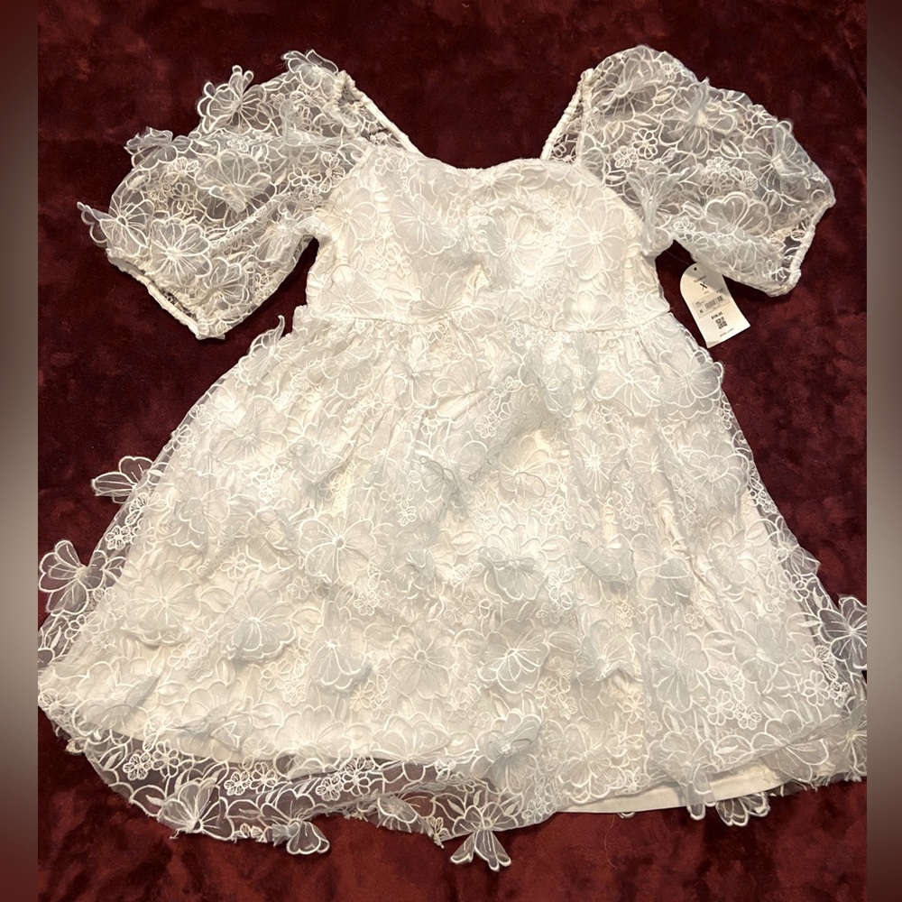 NWT Arula whimsical white 3D floral dress.